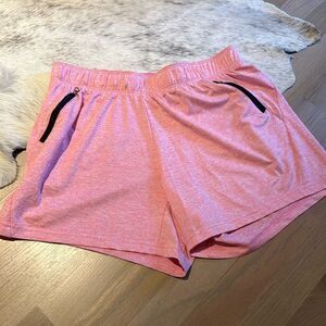 Pink Womens Athletic Shorts Zippered Pockets Size M